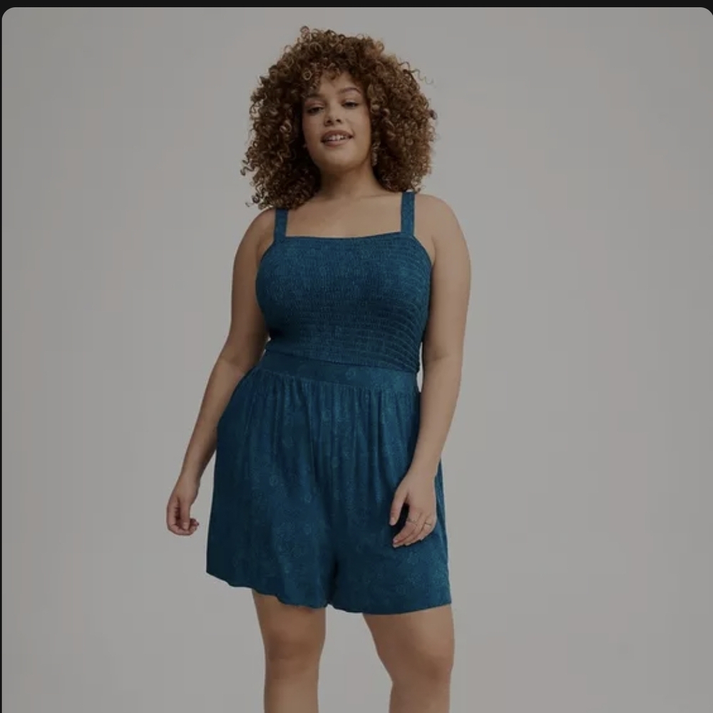 Torrid Teal Sleeveless Romper